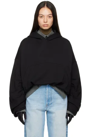 DRIES VAN NOTEN Black Draped Hoodie