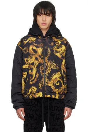 VERSACE Black Watercolor Couture Down Jacket