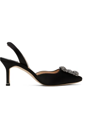 Manolo Blahnik Black Hangisli Slingback Heels