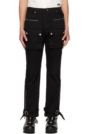 C2H4 Black Tulwar Cut Military Cargo Pants