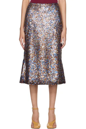DRIES VAN NOTEN Multicolor Sequin Midi Skirt