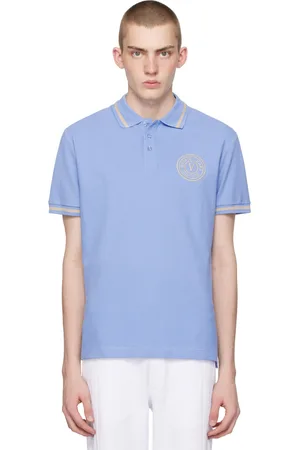 VERSACE Blue Embroidered Polo