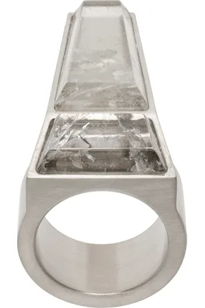 Rick Owens Silver Crystal Trunk Ring