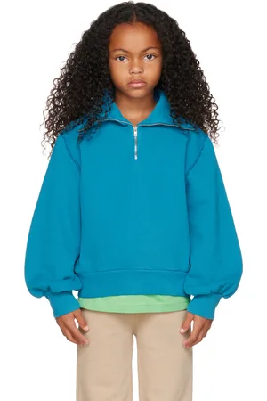 Longlivethequeen Kids Blue Half-Zip Sweatshirt