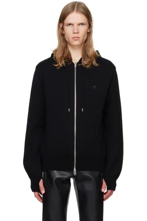 Courrèges Black Zipped Wool Hoodie