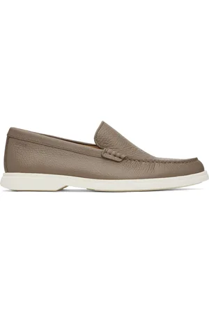 HUGO BOSS Taupe Tumbled-Leather Loafers