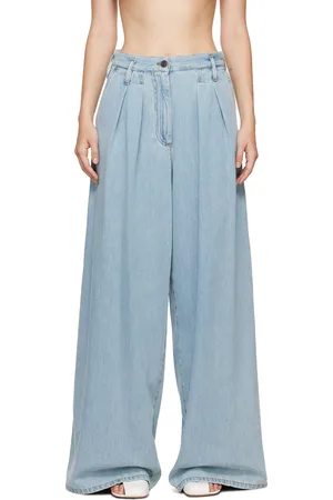 DRIES VAN NOTEN Blue Wide Pleated Jeans