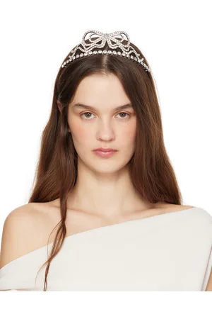 BLUMARINE Silver Bow Crystal Headband
