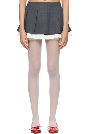 Shushu/Tong Gray Ruffled Pleat Miniskirt