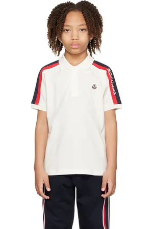Moncler Kids White Woven Polo