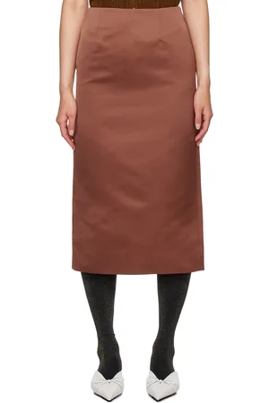 Shushu/Tong Brown Straight Fit Midi Skirt