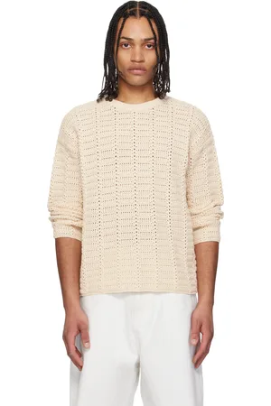 Coor Beige Cotton Crochet Pullover Knit Sweater
