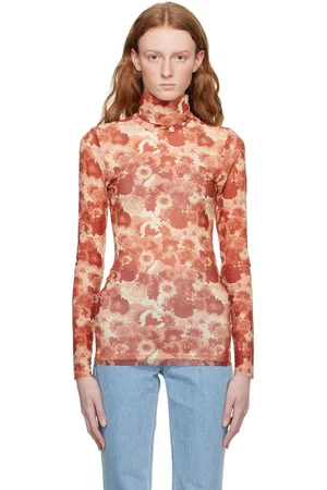 Ganni Orange Printed Turtleneck