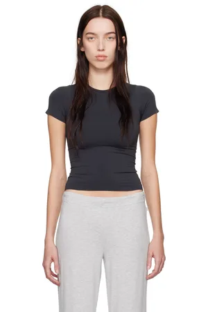 SKIMS Black Soft Smoothing Seamless T-shirt