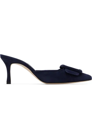 Manolo Blahnik Navy Maysale Mules