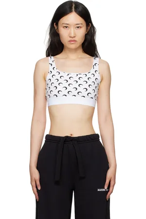 Marine Serre White All Over Moon Sports Bra