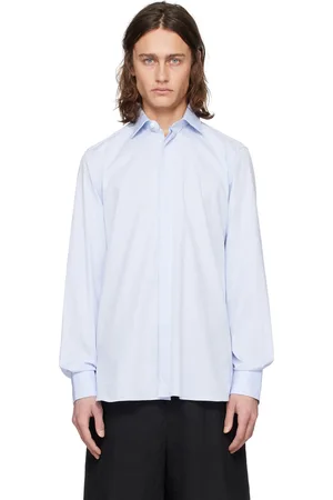 Ermenegildo Zegna Blue Spread Collar Shirt