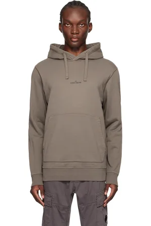 Stone Island Taupe Printed-Logo Hoodie