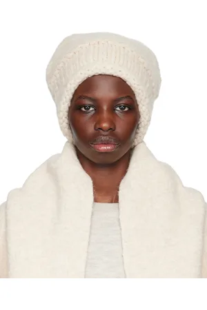 Lauren Manoogian Off-White Handknit Purl Roll Beanie
