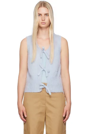 Ganni Blue Tie String Vest