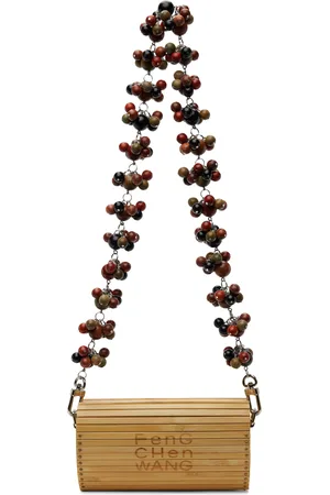 Feng Chen Wang Beige Beaded Heart Shaped Bag