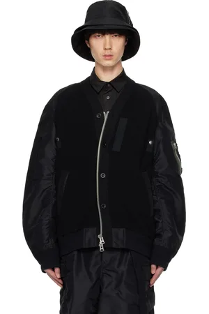 SACAI Black Nylon Twill x Knit Bomber Jacket
