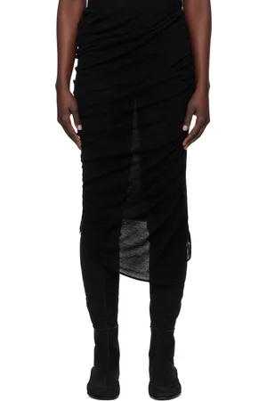 Issey Miyake Black Ambiguous Wool Midi Skirt