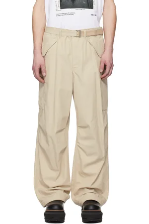 SACAI Beige Cotton Twill Cargo Pants