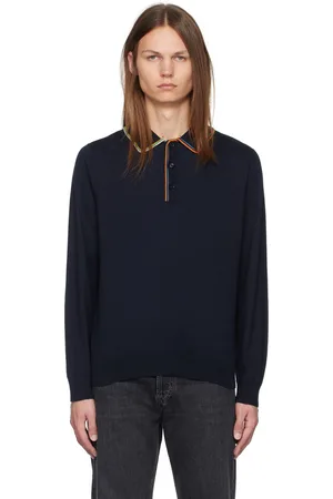 Paul Smith Navy Signature Stripe Long Sleeve Polo