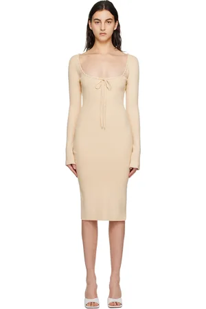 DANIELLE GUIZIO Beige Bow Midi Dress