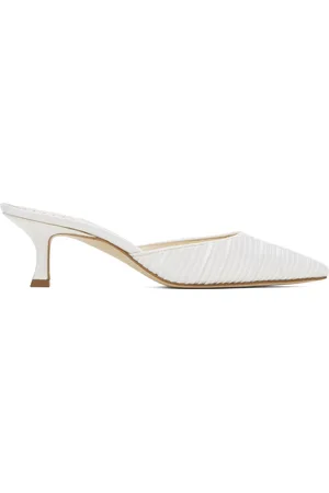 Manolo Blahnik White Carolynemu Mules