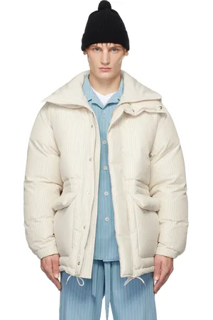 Tekla SSENSE Exclusive White AURALEE Edition Stripe Down Jacket