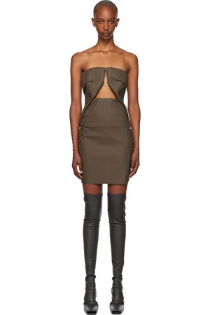 Rick Owens Khaki Porterville Prong Minidress