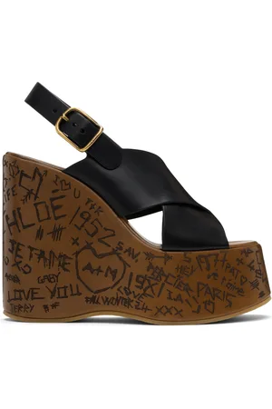 Chloé Black Maxime Wedge Sandals
