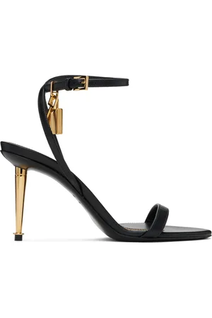 Tom Ford Black Padlock Pointy Naked Heeled Sandals