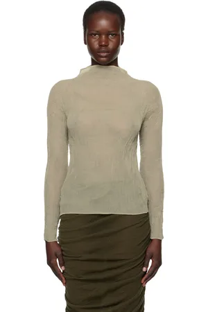 Issey Miyake Khaki Chiffon Twist 3 Turtleneck