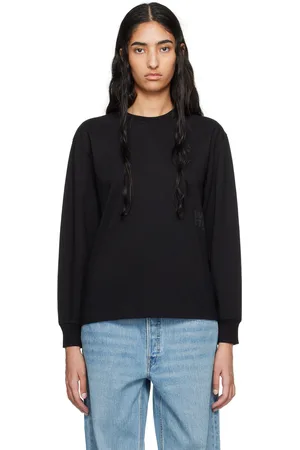 Alexander Wang Black Embossed Stacked Logo Long Sleeve T-Shirt