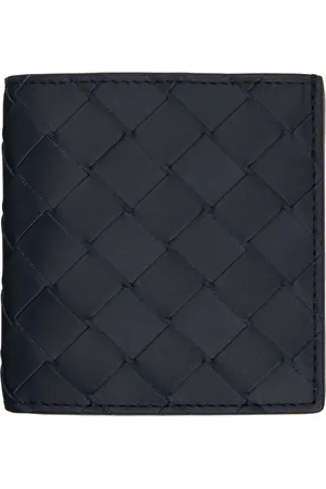 Bottega Veneta Navy Intrecciato Slim Bi-Fold Wallet