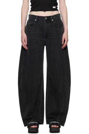 Alexander Wang Black Creased Cotton Ballon Jeans