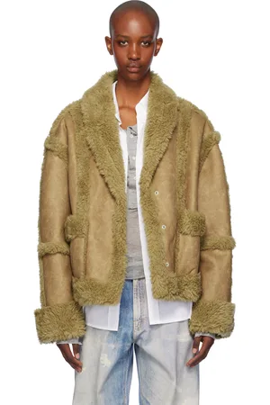 OPEN YY Tan Paneled Faux-Shearling Jacket