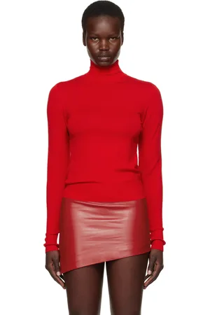 Givenchy Red Wool Draped Open Back Turtleneck