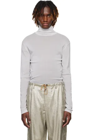 DRIES VAN NOTEN Gray Mesh Turtleneck