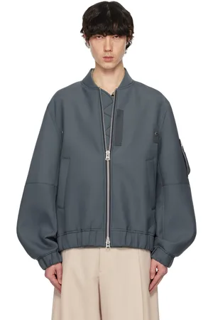 SACAI Blue Suiting Bonding Bomber Jacket