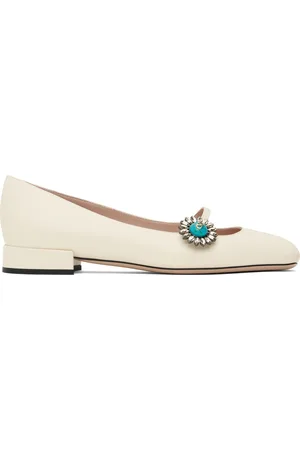 VALENTINO GARAVANI Off-White Mary-Jane Preshoes Ballerina Flats