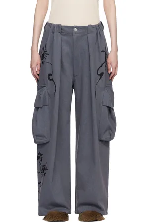 Collina Strada Blue Pleated Denim Cargo Pants