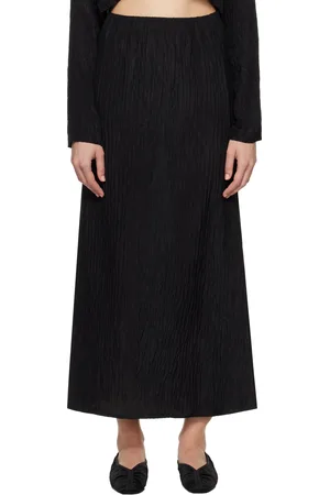 Silk Laundry Crinkle Long Bias-Cut Skirt