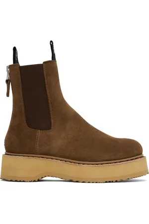 R13 Brown Single Stack Chelsea Boots