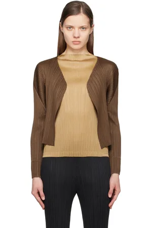 PLEATS PLEASE ISSEY MIYAKE Brown New Colorful Basics 4 Cardigan