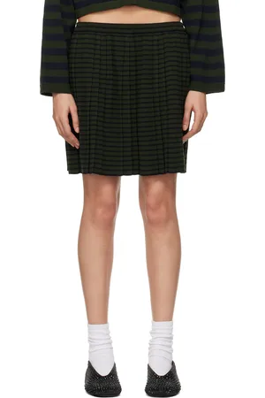 CORDERA Green & Navy Merino Wool Striped Miniskirt