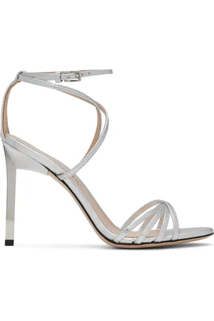 Tom Ford Silver Laminated Printed Lizard Ida Heeled Sandals